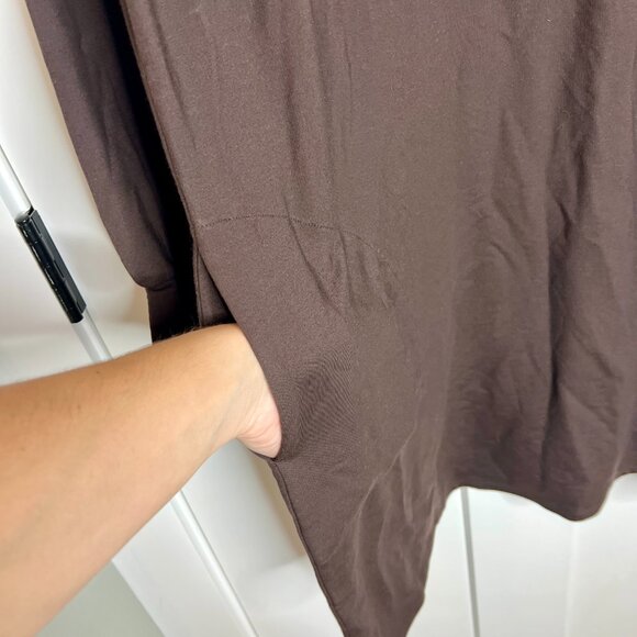 Garnet Hill Chocolate Brown Tencel Lyocell Turtleneck Soft Long Sleeve Dress M - Picture 3 of 5